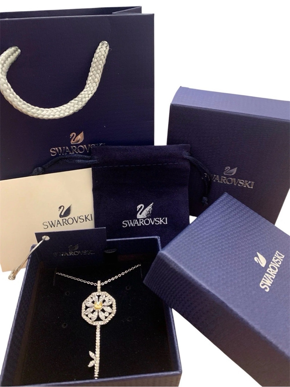 Swarovski Lady Key Pendant Necklace, White Rhodium